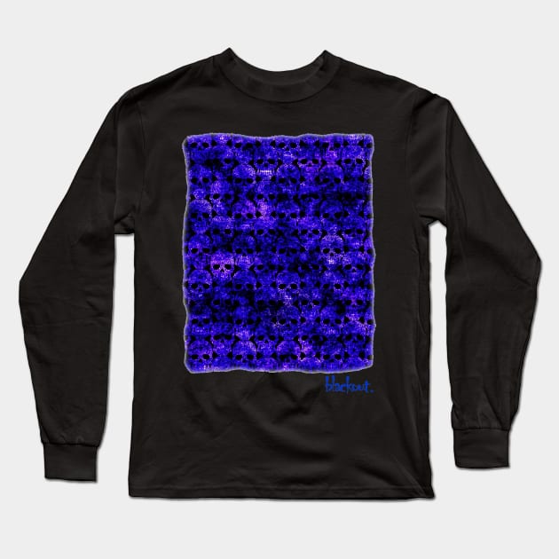 Skulls Corroded Masses Blue Long Sleeve T-Shirt by Blackout Design